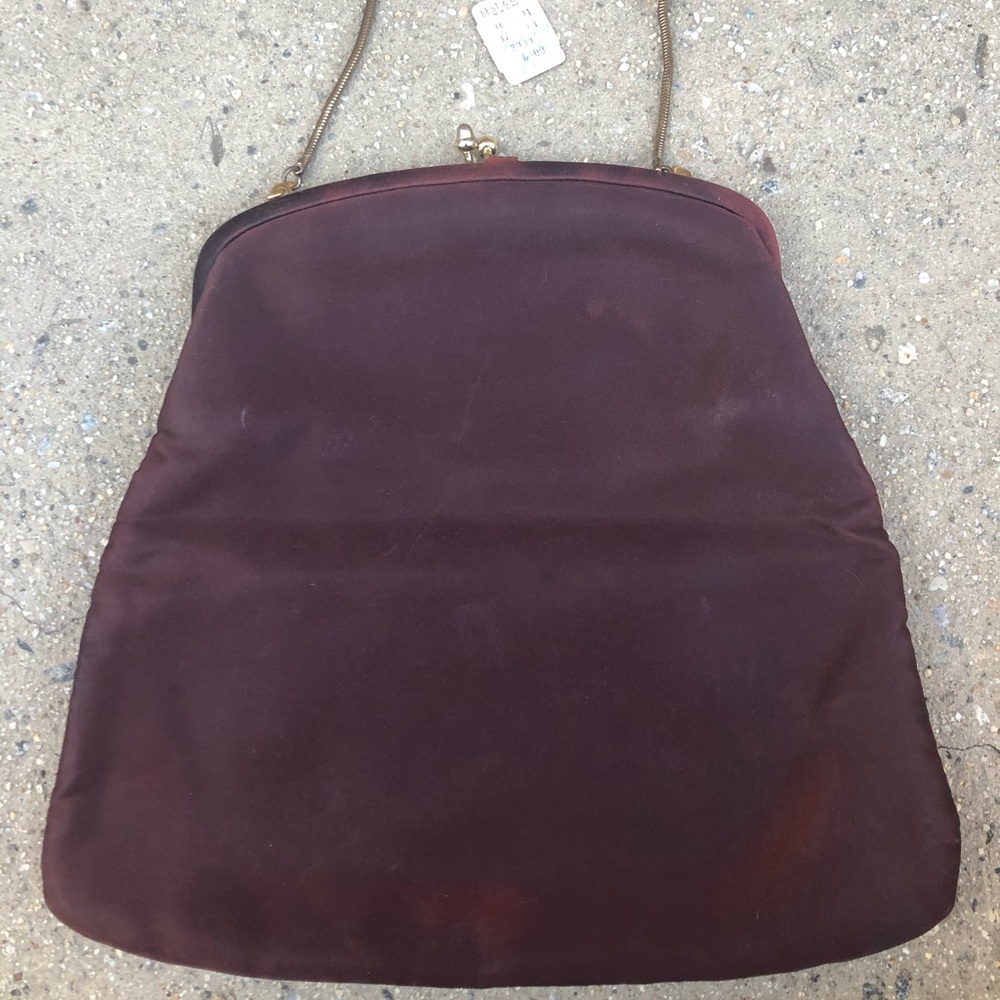 Vintage Ingber Maroon Satin Long Foldable Clutch